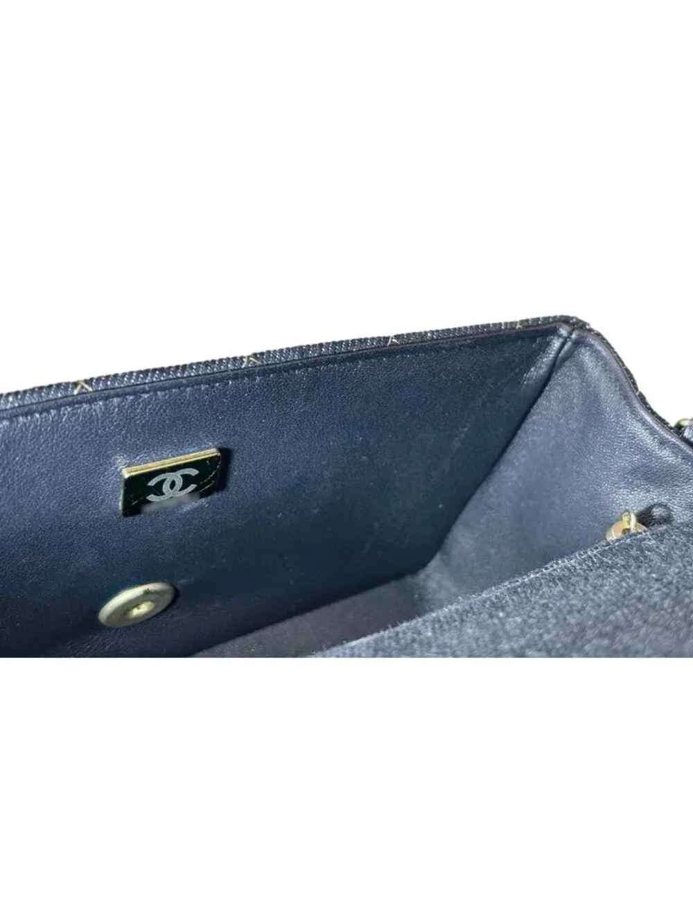 Chanel Mini Quilted Classic Chain Shoulder Bag Denim Dark Blue Gold